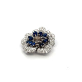 5.00 Carat Sapphire 4.00 Carat  Diamond Platinum Semi Mount Brooch