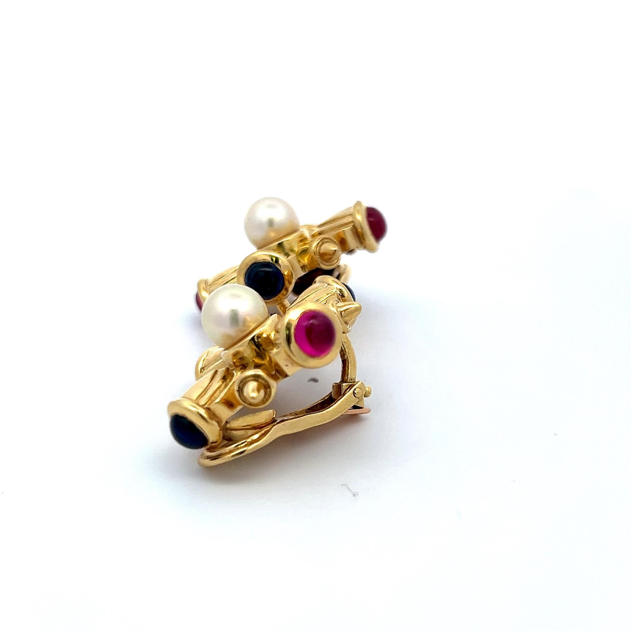 Vintage 18K Yellow Gold Clip On Earrings with 8.00mm Pearls 36.5 Grams