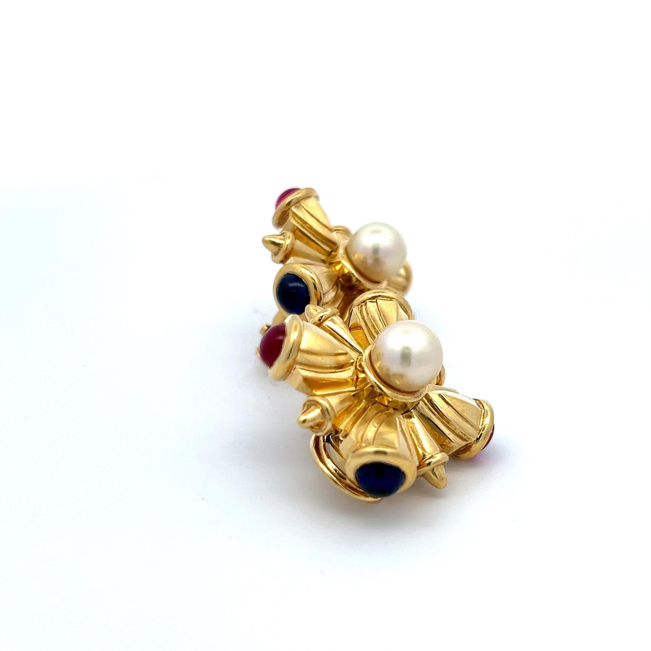 Vintage 18K Yellow Gold Clip On Earrings with 8.00mm Pearls 36.5 Grams