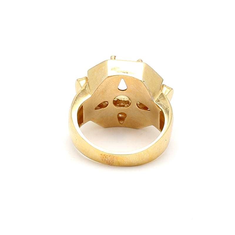 1.40 Carat Round and Baguette Shape Diamond 18K Yellow Gold Semi Mount Ring
