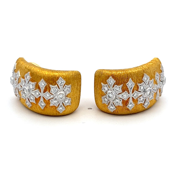 0.80 Carat Round Brilliant Diamond 18K Two Tone Gold Clip On Earrings