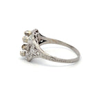 0.13 Carat Old European Cut I VS2 Diamond Platinum Semi Mount Ring