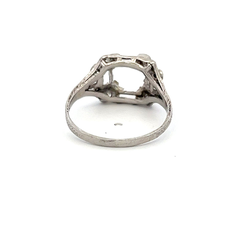 0.13 Carat Old European Cut I VS2 Diamond Platinum Semi Mount Ring