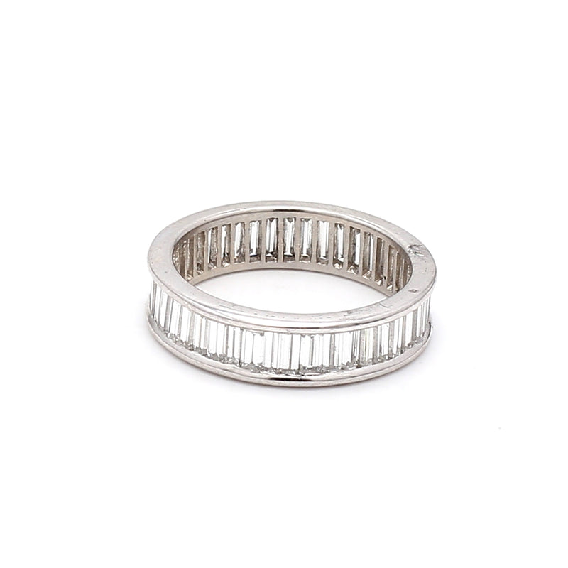 2.50 Carat Baguette Shape F VS1 Diamond Platinum Band Ring