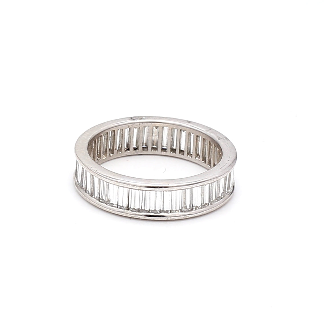 2.50 Carat Baguette Shape F VS1 Diamond Platinum Band Ring