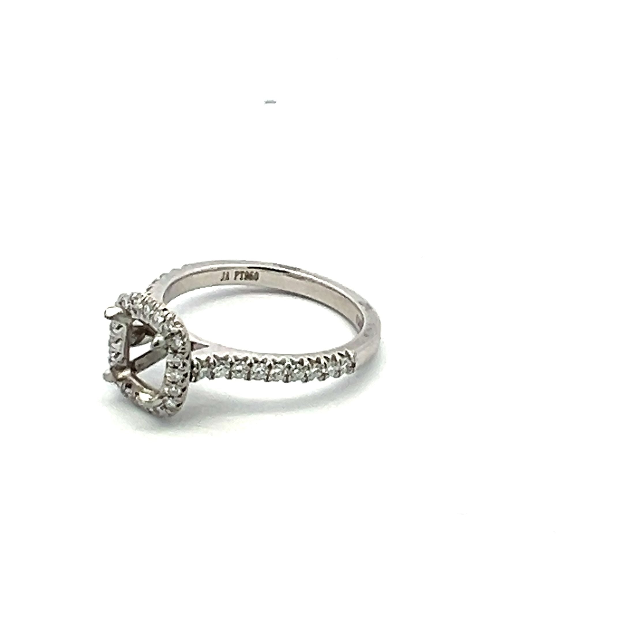 0.34 Carat Round Brilliant I SI1 Diamond Platinum Semi Mount Ring
