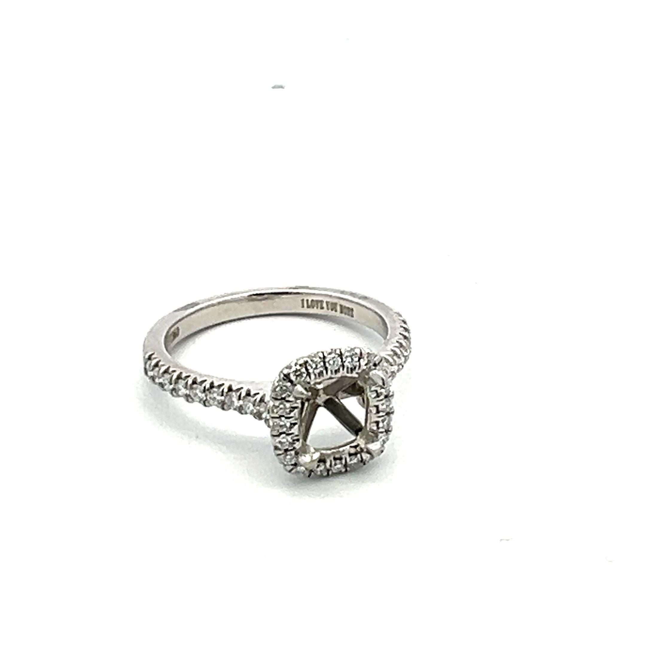 0.34 Carat Round Brilliant I SI1 Diamond Platinum Semi Mount Ring
