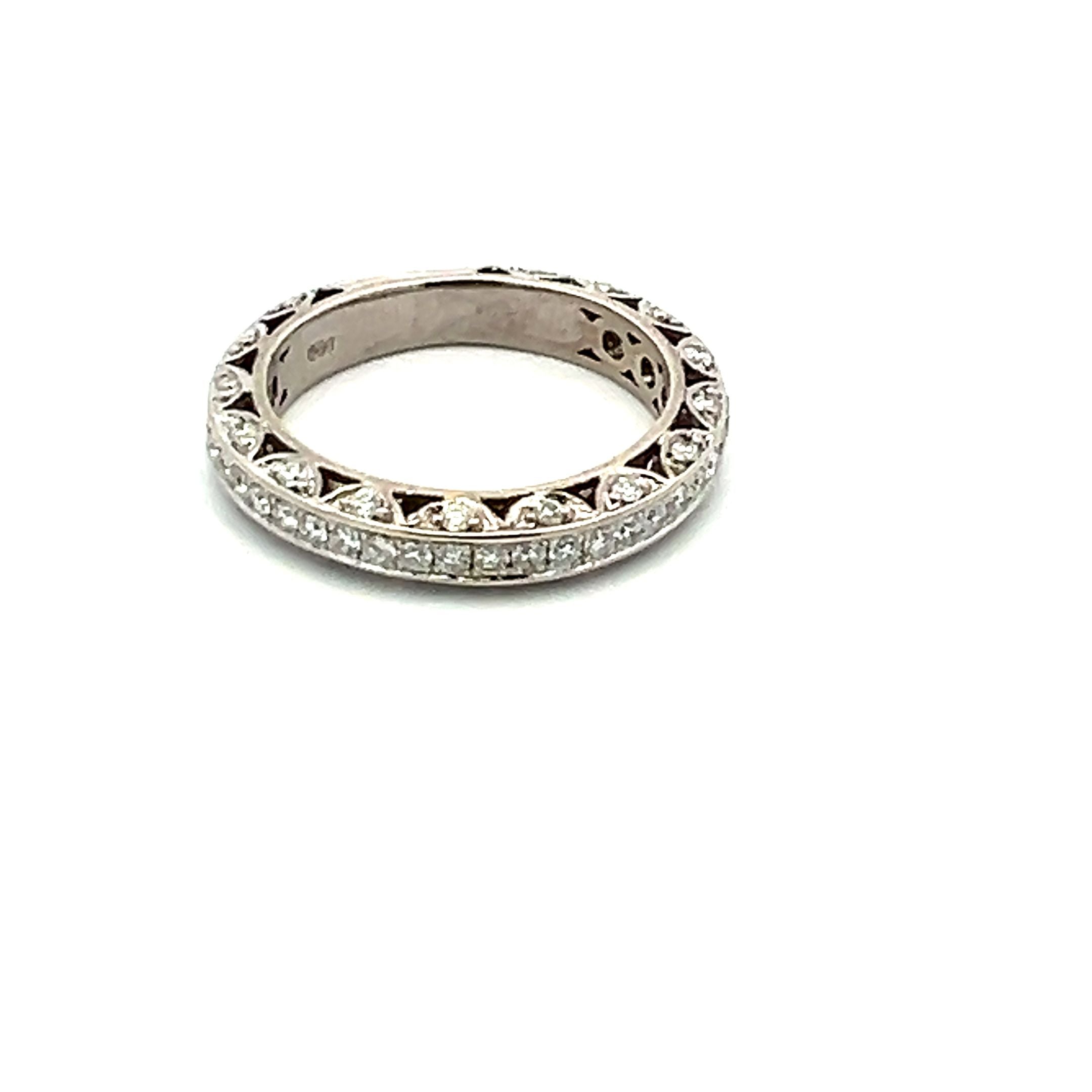 0.40 Carat Round Brilliant I VS2 Diamond 14 Karat White Gold Wedding Band Ring
