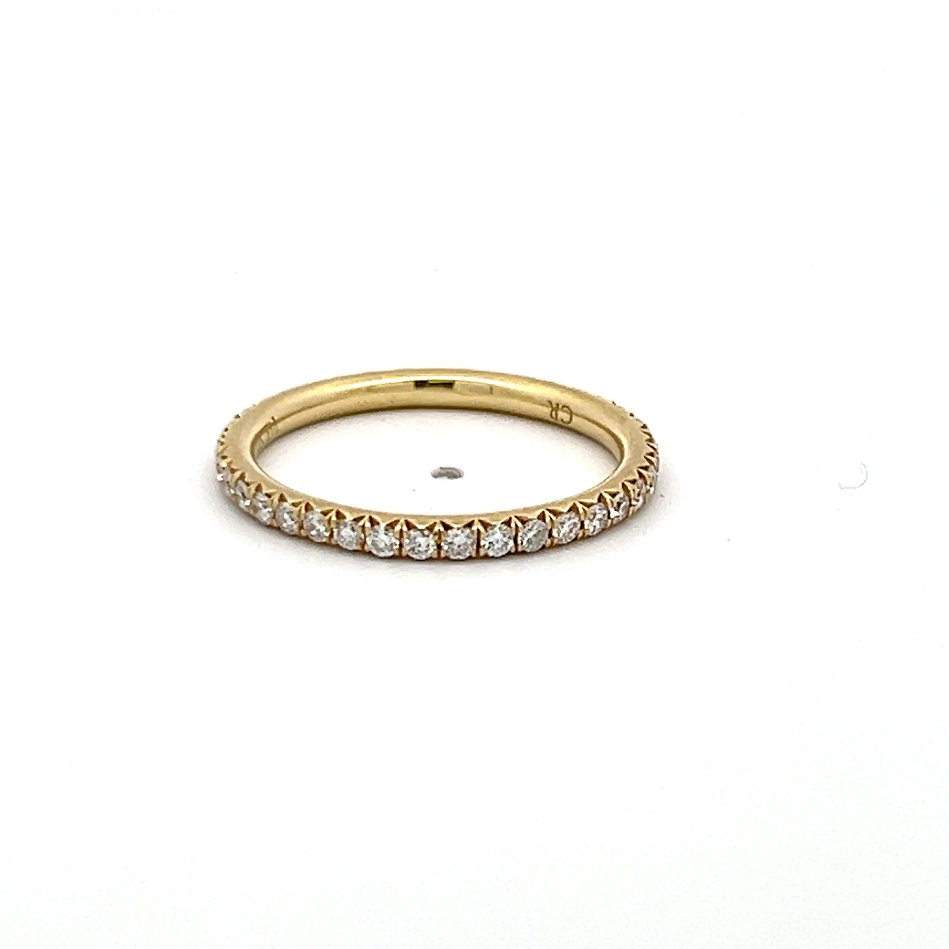 18K Yellow Gold Eternity Band Ring with 0.38 Carat Round H-VS1 Diamond Size 5.75