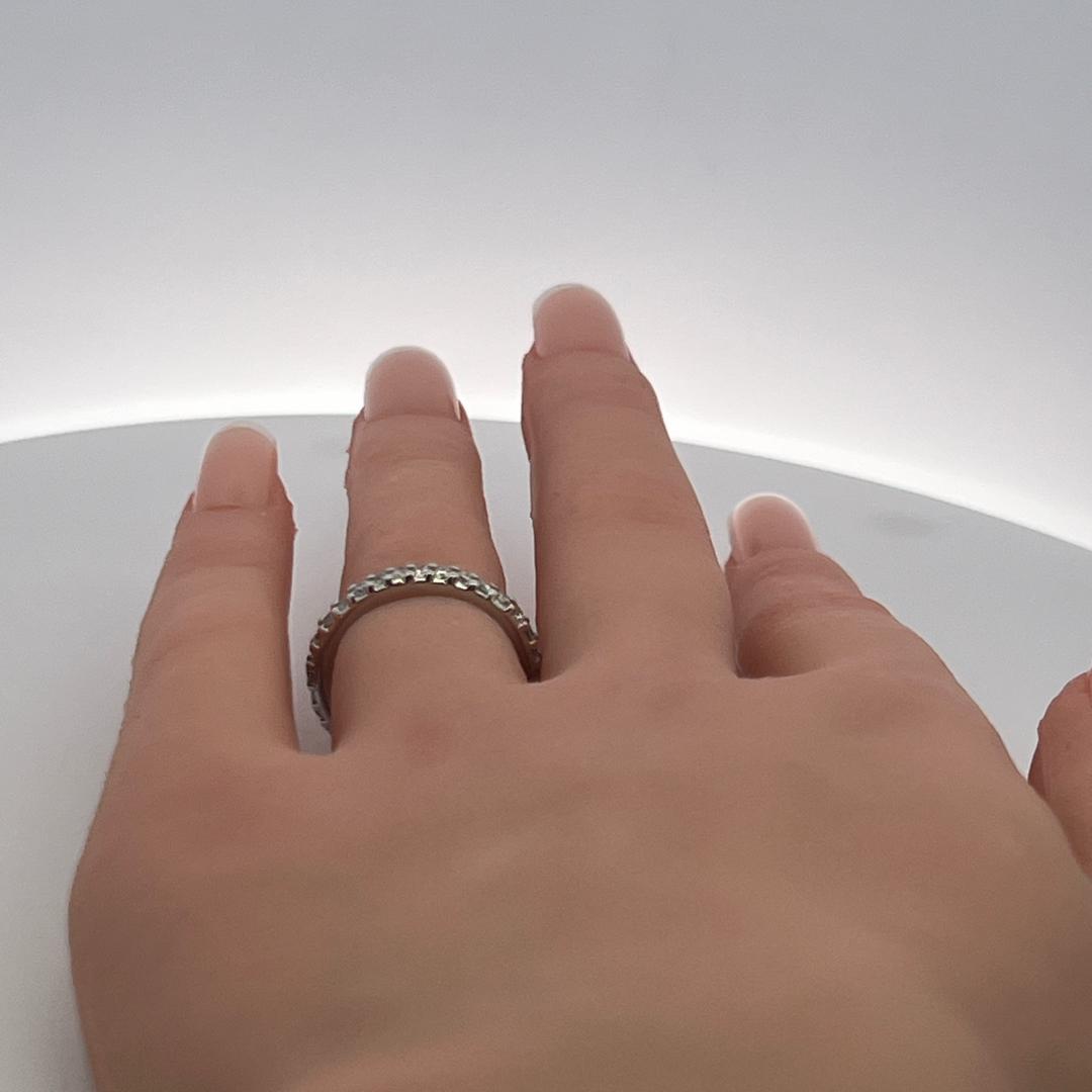 0.85 Carat Old European Cut I I2 Diamond 14 Karat White Gold Eternity Band Ring