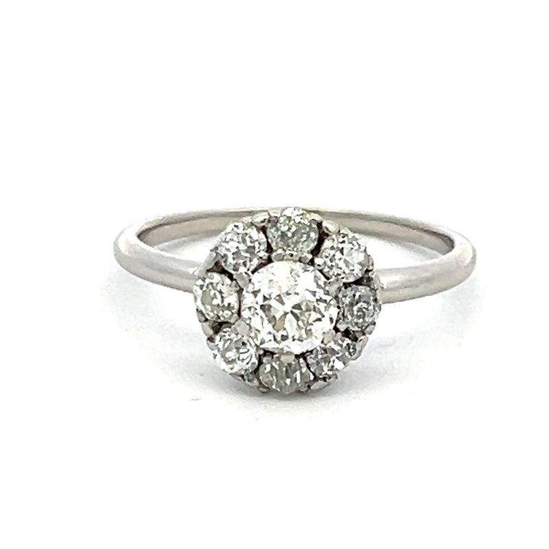 Mauboussin 1.04 Carat Round and Old European Cut Diamond Platinum Engagement Ring