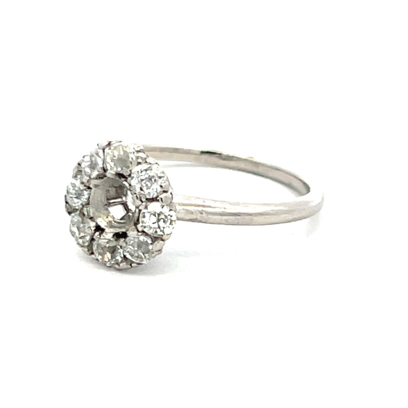 Mauboussin 0.59 Carat Round Brilliant H VS2 Diamond Platinum Semi Mount Ring