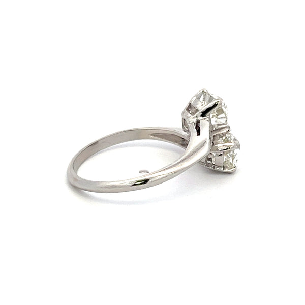 1.98 Carat Old European Cut And Round Diamond Platinum Two-Stone Ring