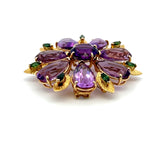 50.00 Carat Amethysts 1.40 Carat Tourmaline 18 Karat Yellow Gold Brooch