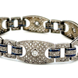 1.20 Carat Round Diamond 0.80 Carat Sapphire 18K WG-Plat Art-Deco Bracelet