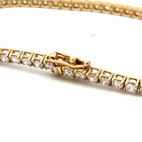 5.58 Carat Round Brilliant H SI1 Diamond 14 Karat Yellow Gold Tennis Bracelet