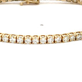 5.58 Carat Round Brilliant H SI1 Diamond 14 Karat Yellow Gold Tennis Bracelet