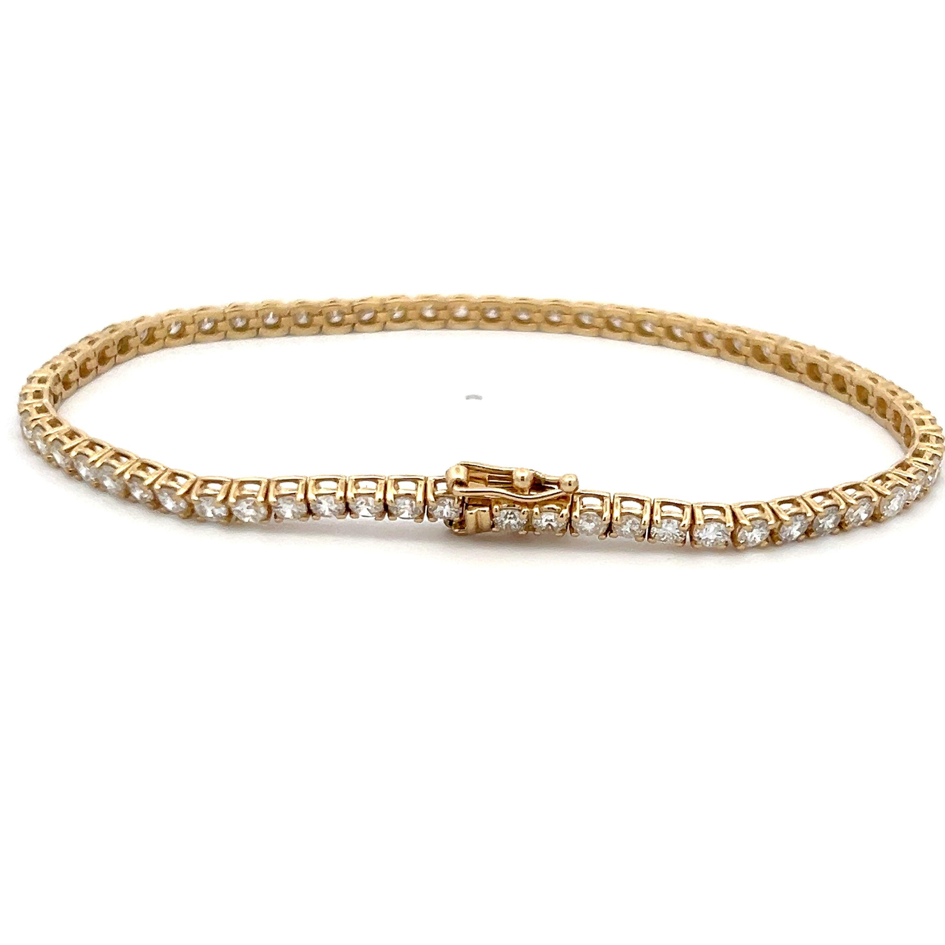 5.58ct Round Diamond 14K Yellow Gold Classic Tennis Bracelet
