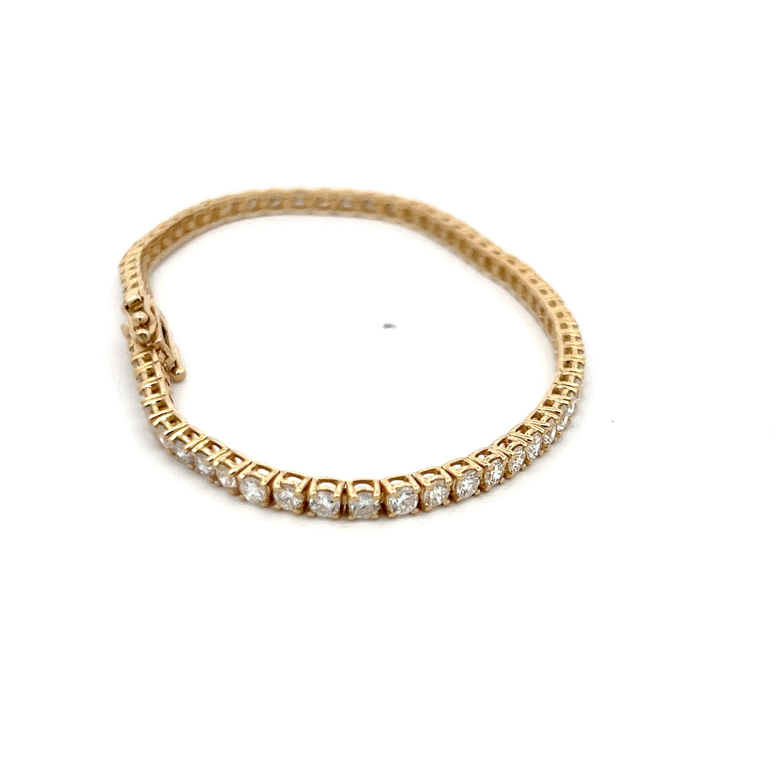 5.58ct Round Diamond 14K Yellow Gold Classic Tennis Bracelet