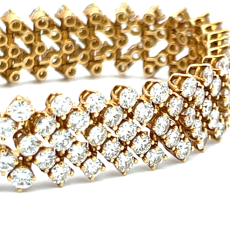 21.00 Carat Round Brilliant G VS1 Diamond 18 Karat Yellow Gold Link Bracelet