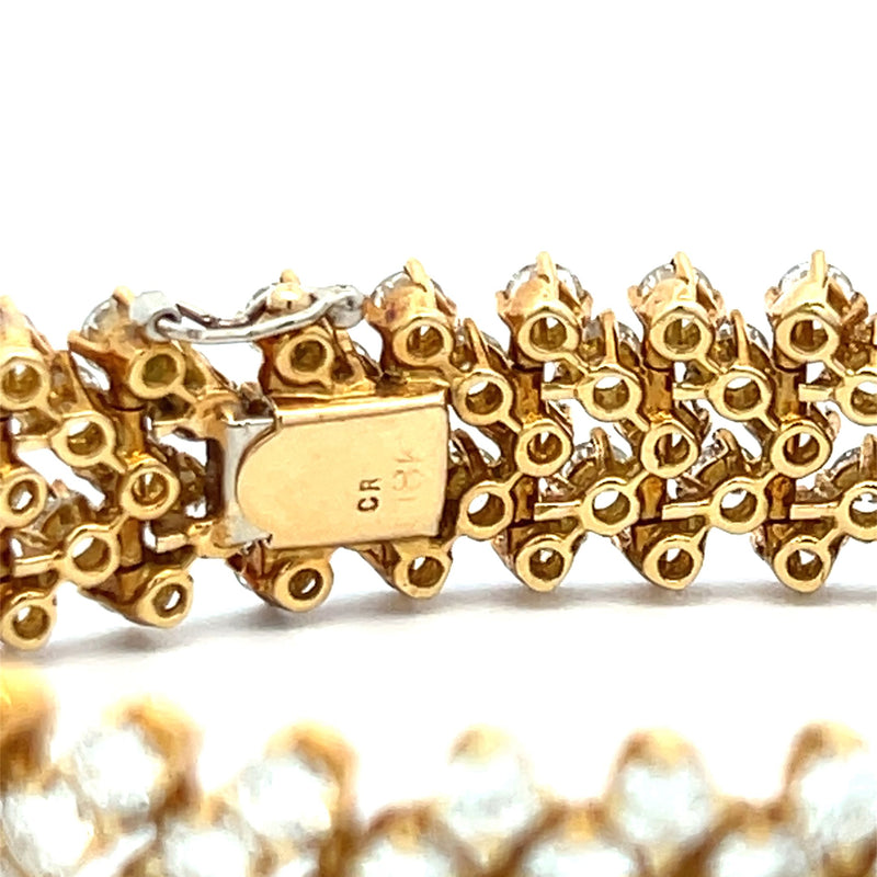 21.00 Carat Round Brilliant G VS1 Diamond 18 Karat Yellow Gold Link Bracelet