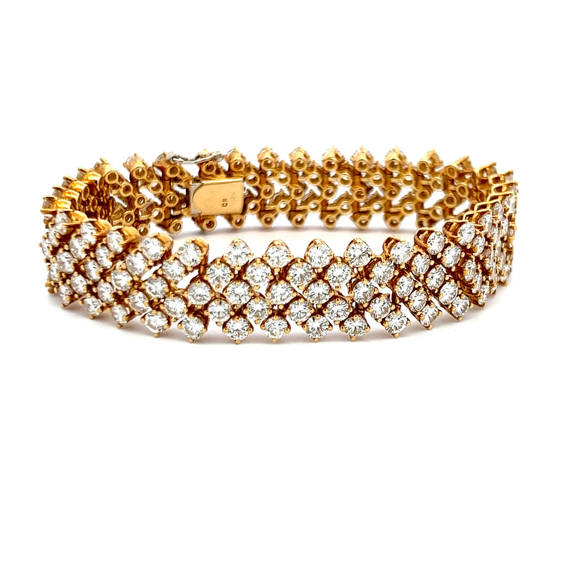 21.00 Carat Round Brilliant G VS1 Diamond 18 Karat Yellow Gold Link Bracelet