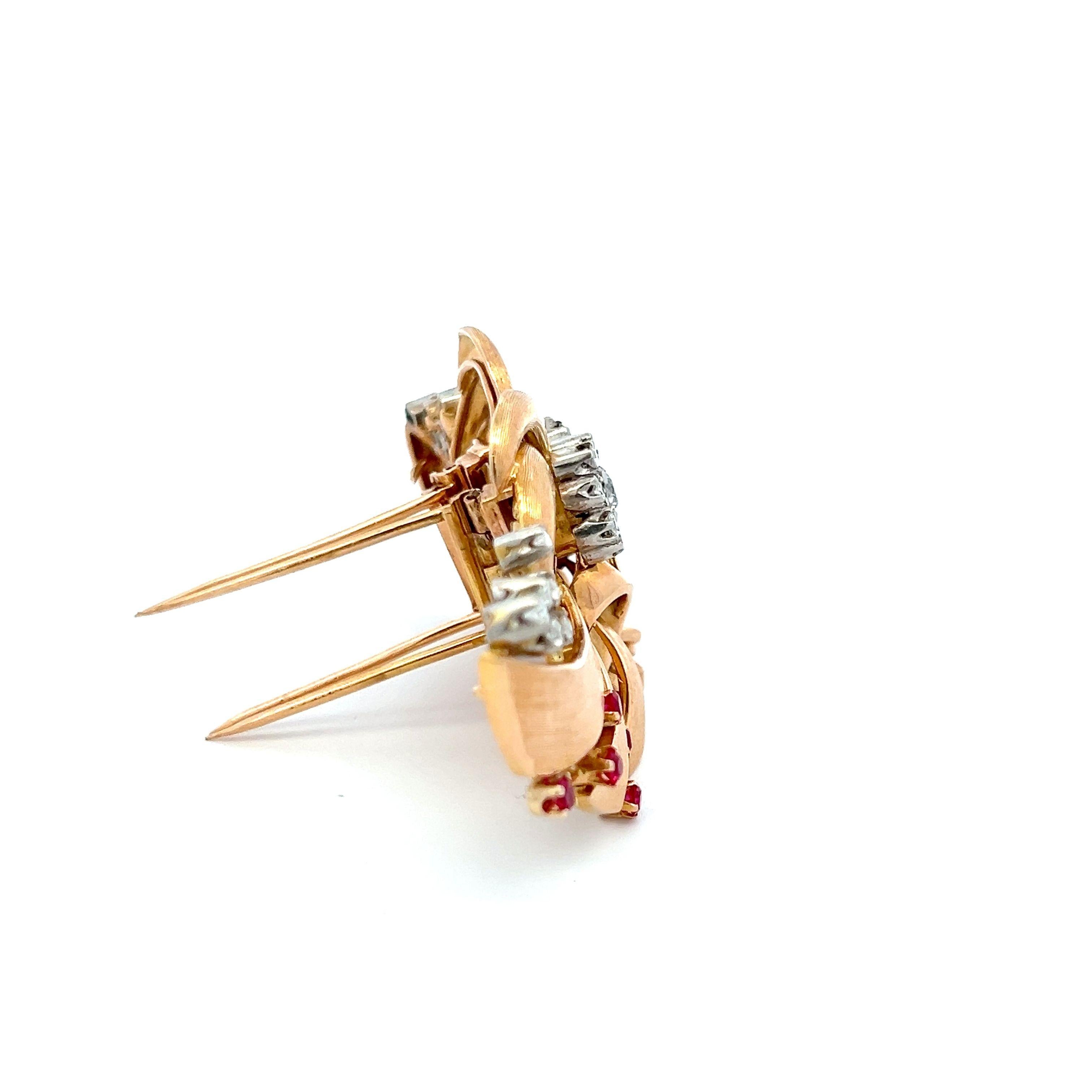 1.70 Carat Old European Cut G VS1-I1 Diamond 18 Karat Rose Gold Pin Brooch