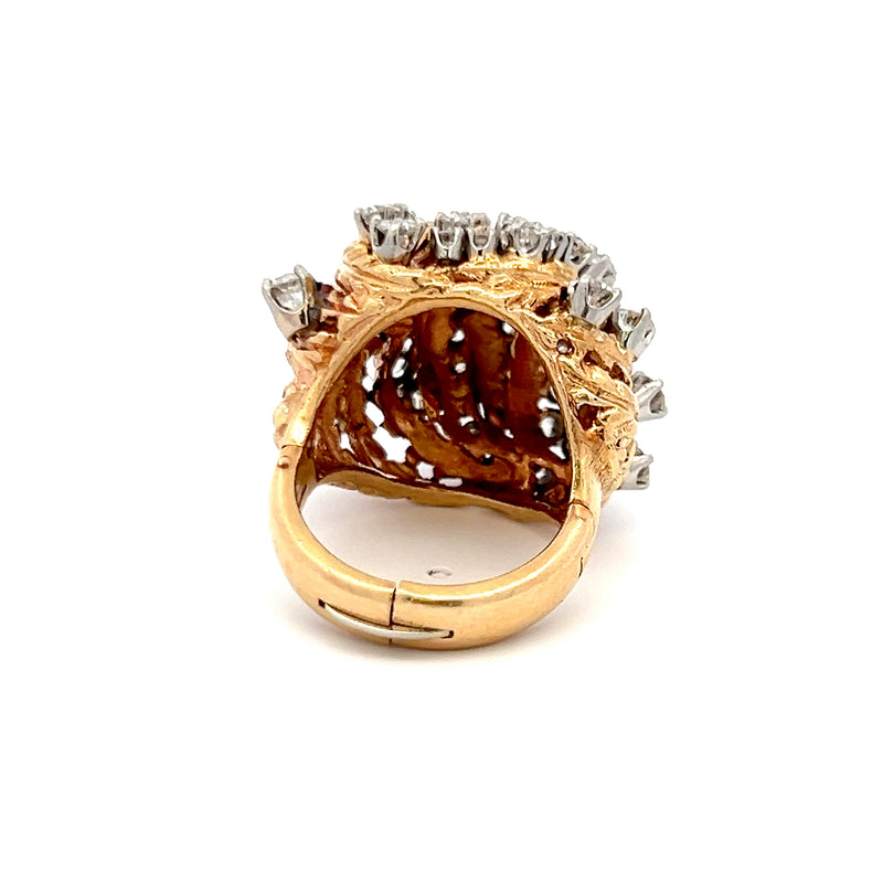 1.50 Carat Round Brilliant H SI1 Diamond 14 Karat Yellow Gold Cocktail Ring