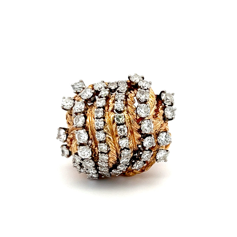 1.50 Carat Round Brilliant H SI1 Diamond 14 Karat Yellow Gold Cocktail Ring