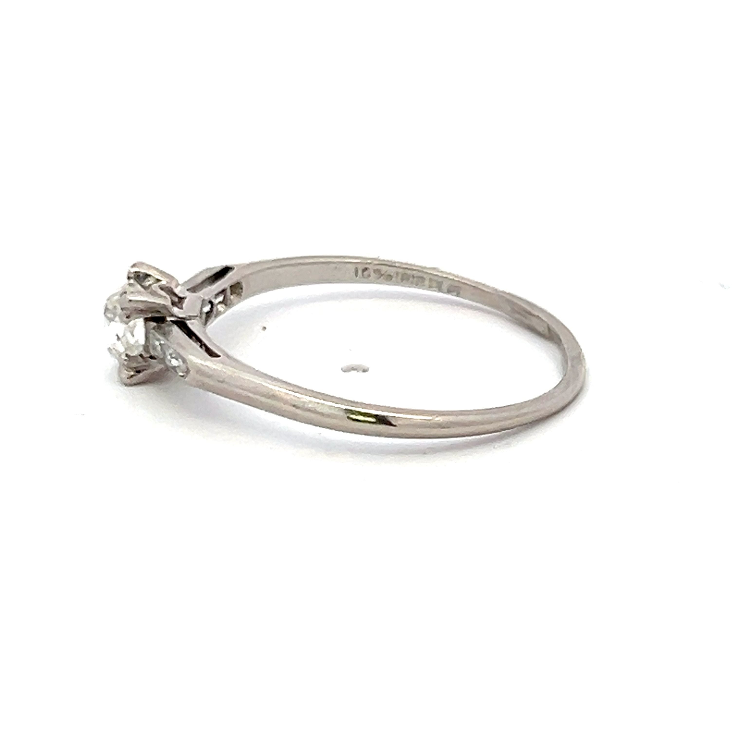 0.41 Carat Old European Cut H VS1 Diamond Platinum Art Deco Ring