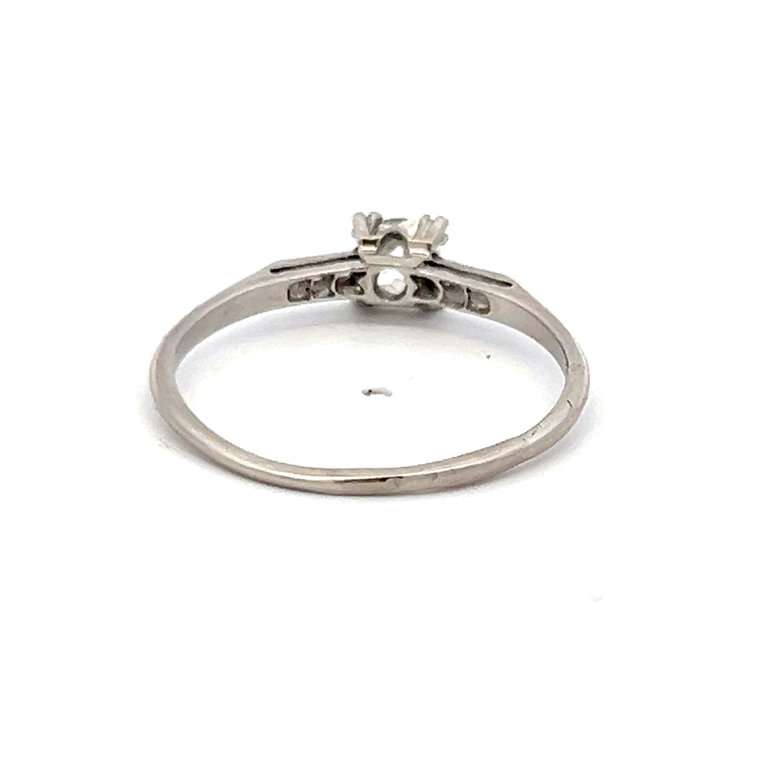 0.41 Carat Old European Cut H VS1 Diamond Platinum Art Deco Ring