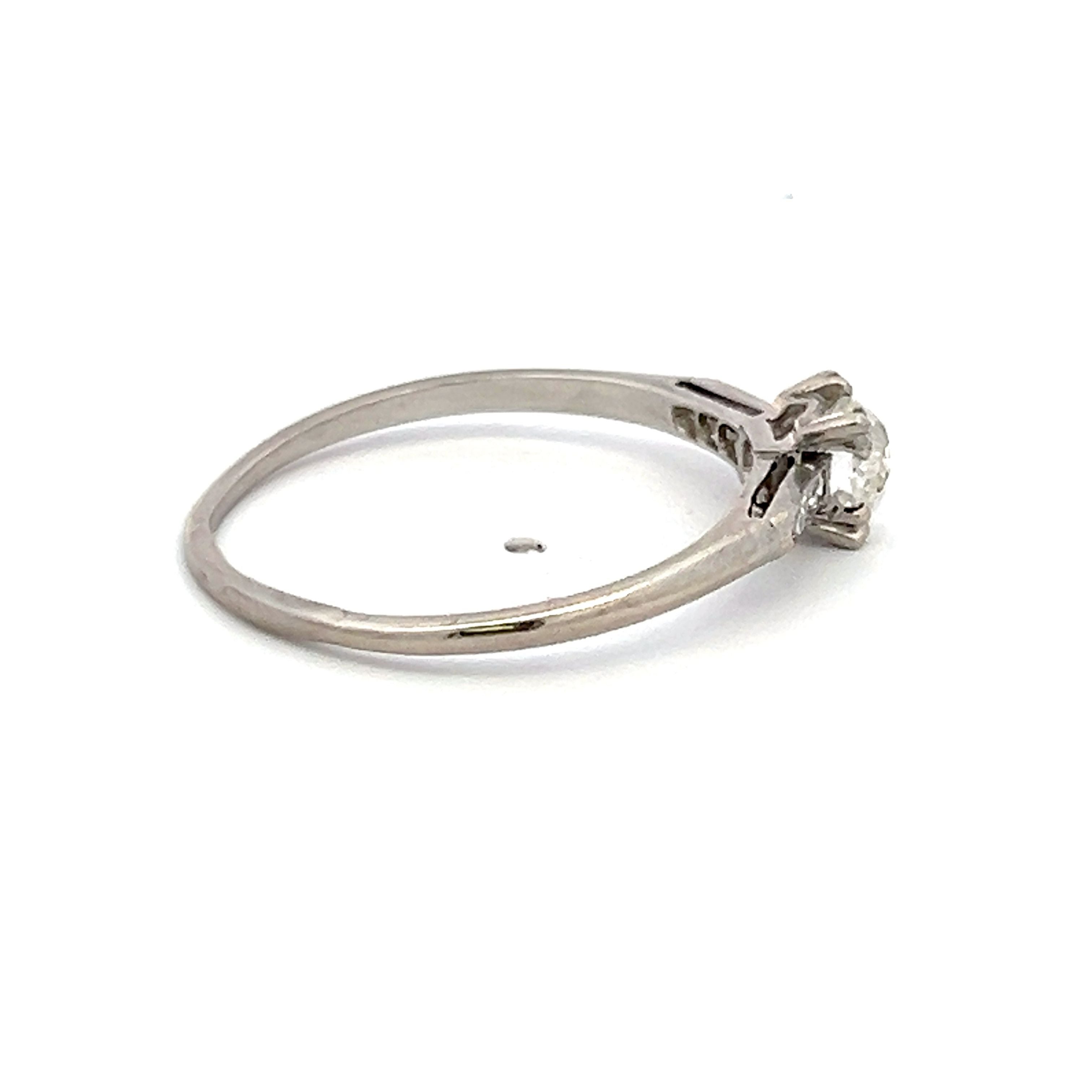0.41 Carat Old European Cut H VS1 Diamond Platinum Art Deco Ring