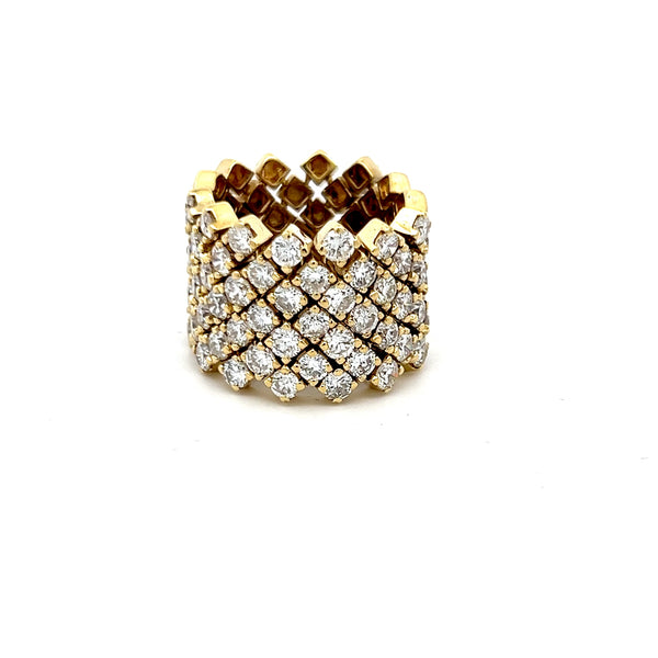 5.20 Carat Round Brilliant Diamond 18 Karat Yellow Gold Cocktail Ring