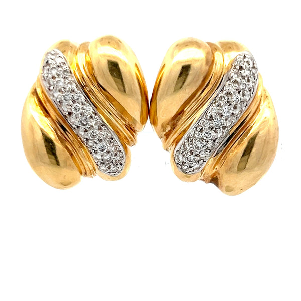 0.45 Carat Round Brilliant H SI1 Diamond 14 Karat Yellow Gold Clip On Earrings