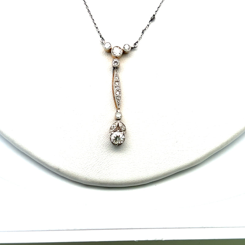 0.54 Carat Old European Cut Diamond 14K Gold/Silver Pendant Necklace