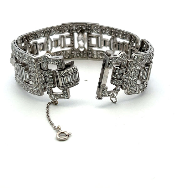 22.69 Carat Old European and Marquis Diamond Platinum Art-Deco Bracelet