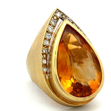 15.00 Carat Citrine 0.30 Carat Round Brilliant Diamond 18K Yellow Gold Cocktail Ring