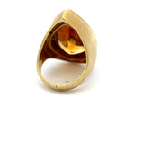 15.00 Carat Citrine 0.30 Carat Round Brilliant Diamond 18K Yellow Gold Cocktail Ring