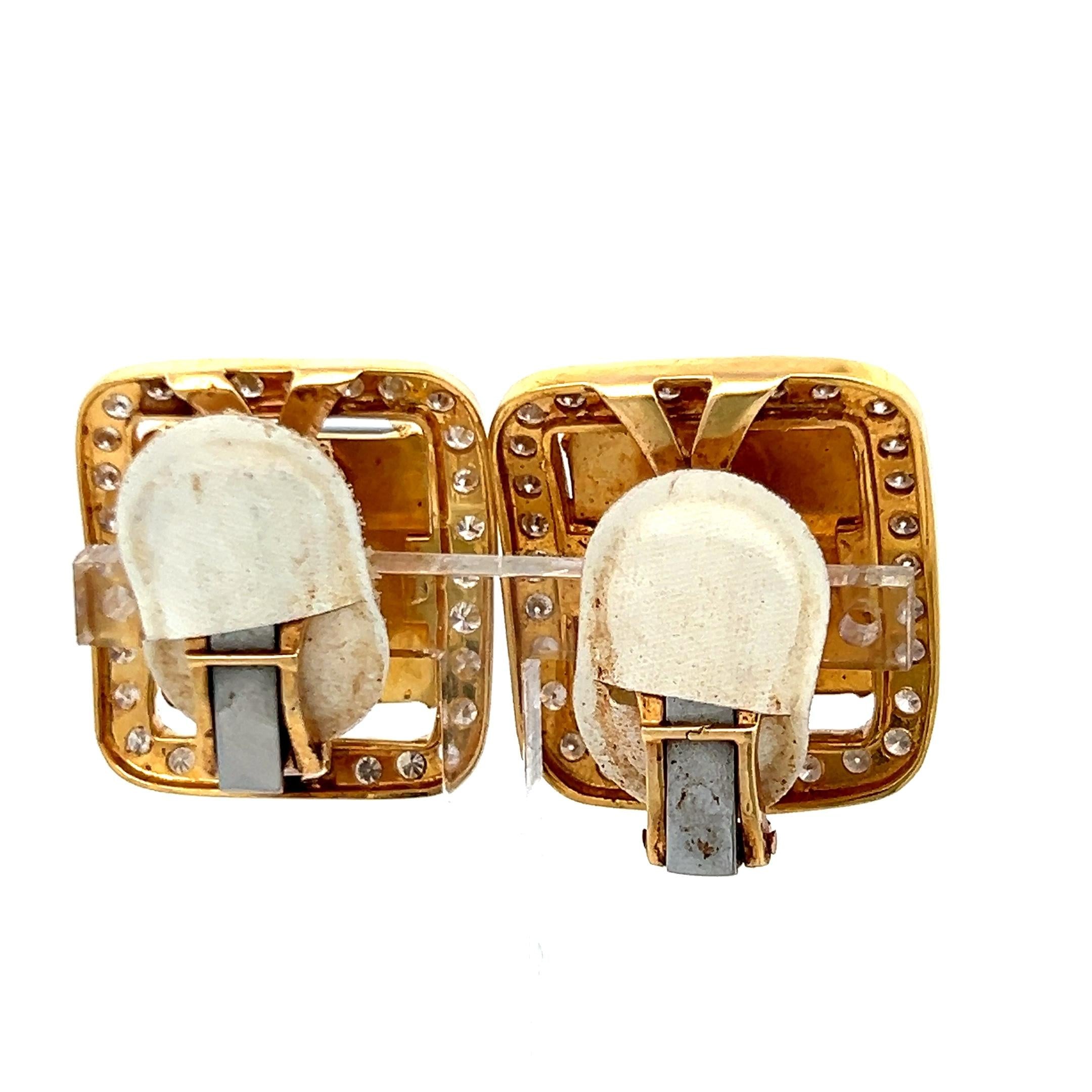 18K Yellow Gold Clip On Earrings with 2.56ct Round Diamonds & 27.5ct Amethyst