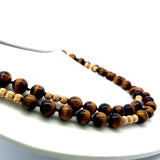 10.20MM Tiger-Eye Beed 18 Karat Yellow Gold Beed Necklace