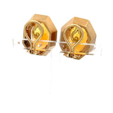 21.00 Carat Citrine 1.26 Carat Round Brilliant Diamond 14K YG Clip On Earrings