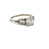 1.43 Carat Old European Cut and Marquis and  Diamond Platinum Art Deco Ring