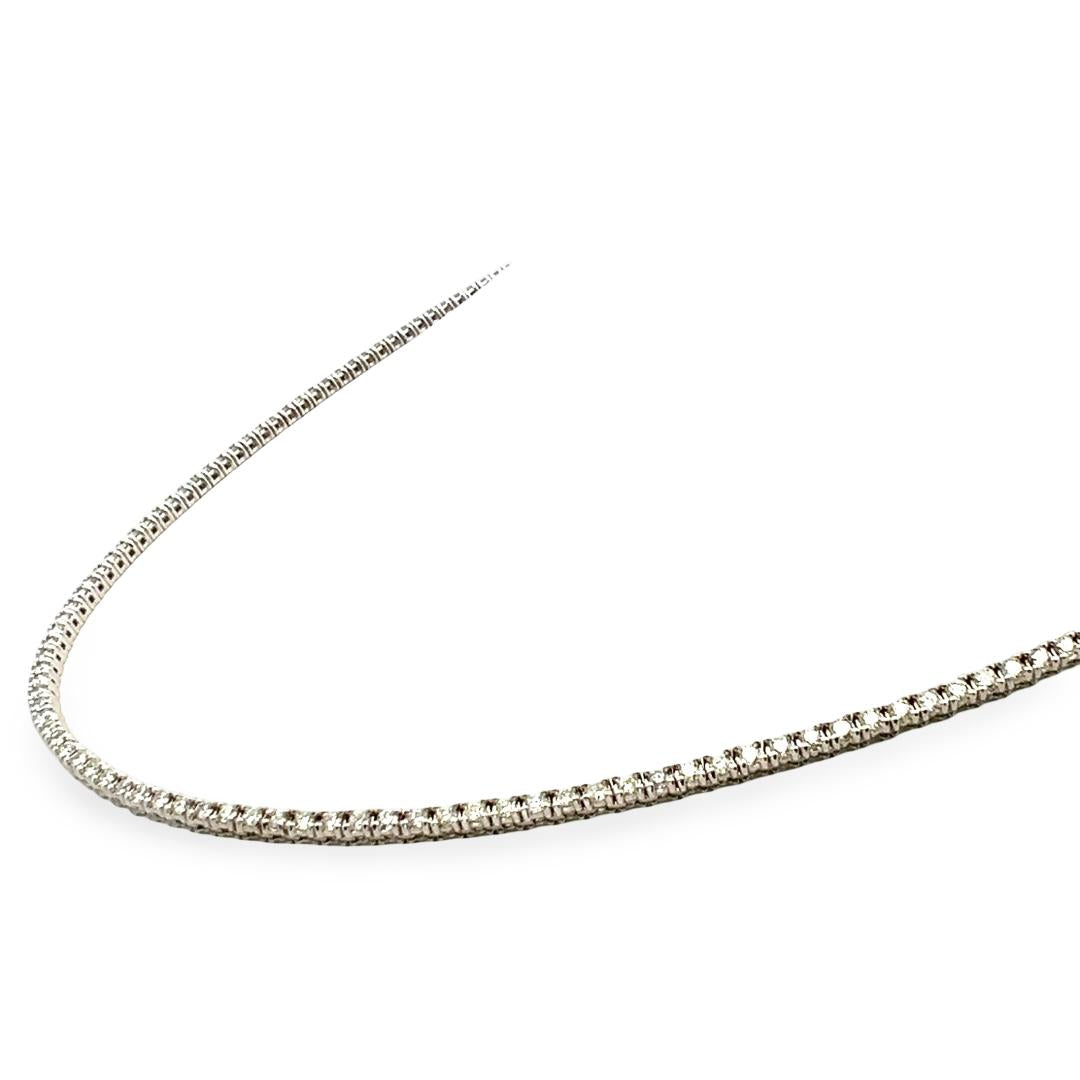 Vintage 14K White Gold Tennis Necklace with 3.22ct Round E VS2 Diamonds 16 Inch