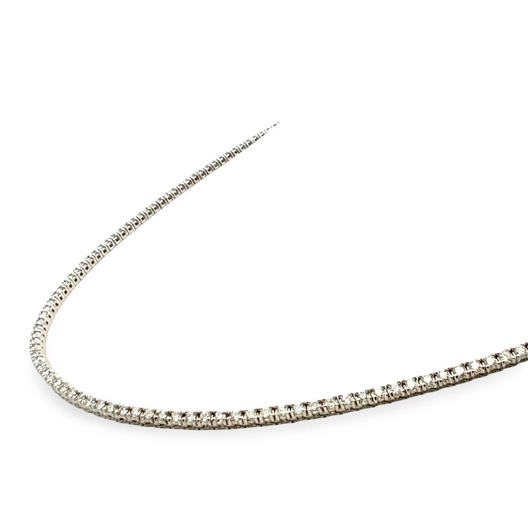 Vintage 14K White Gold Tennis Necklace with 3.22ct Round E VS2 Diamonds 16 Inch