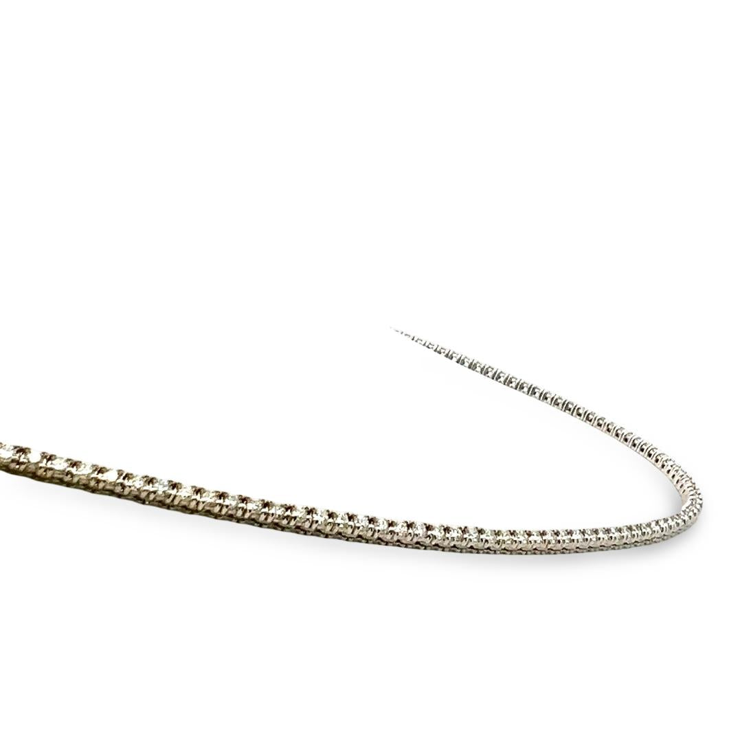 Vintage 14K White Gold Tennis Necklace with 3.22ct Round E VS2 Diamonds 16 Inch