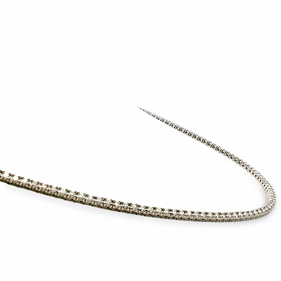 Vintage 14K White Gold Tennis Necklace with 3.22ct Round E VS2 Diamonds 16 Inch