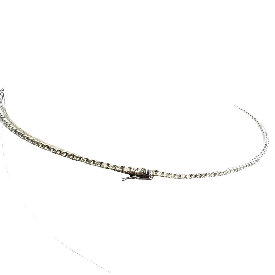 Vintage 14K White Gold Tennis Necklace with 3.22ct Round E VS2 Diamonds 16 Inch