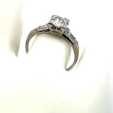 0.89 Carat Circular Brilliant and Round Brilliant I-VS1 Diamond Platinum Art Deco Ring