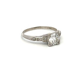 0.89 Carat Circular Brilliant and Round Brilliant I-VS1 Diamond Platinum Art Deco Ring