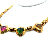 36.00 Carat Heart Shape Gem Stones 18 Karat Yellow Gold Link Necklace